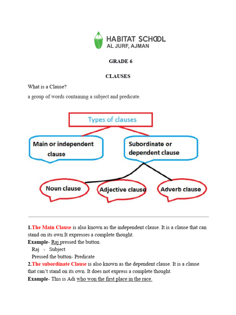 Main Clause and Subordinate Clause | PDF