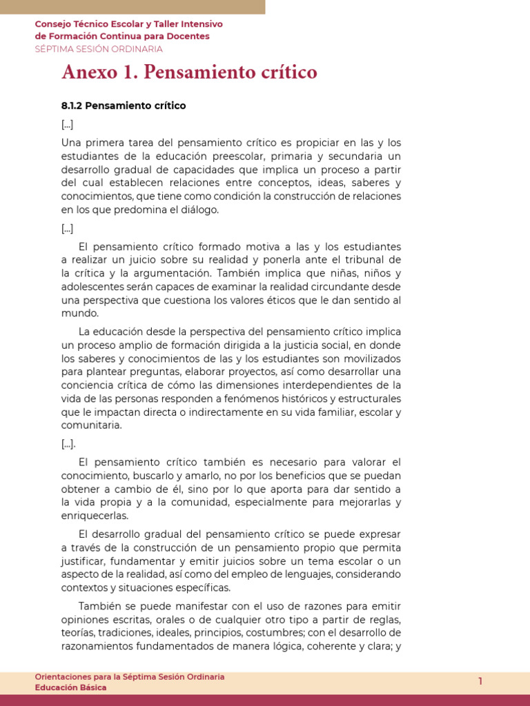 Desarrollo del Pensamiento Crítico en Educación | PDF | Educación ...