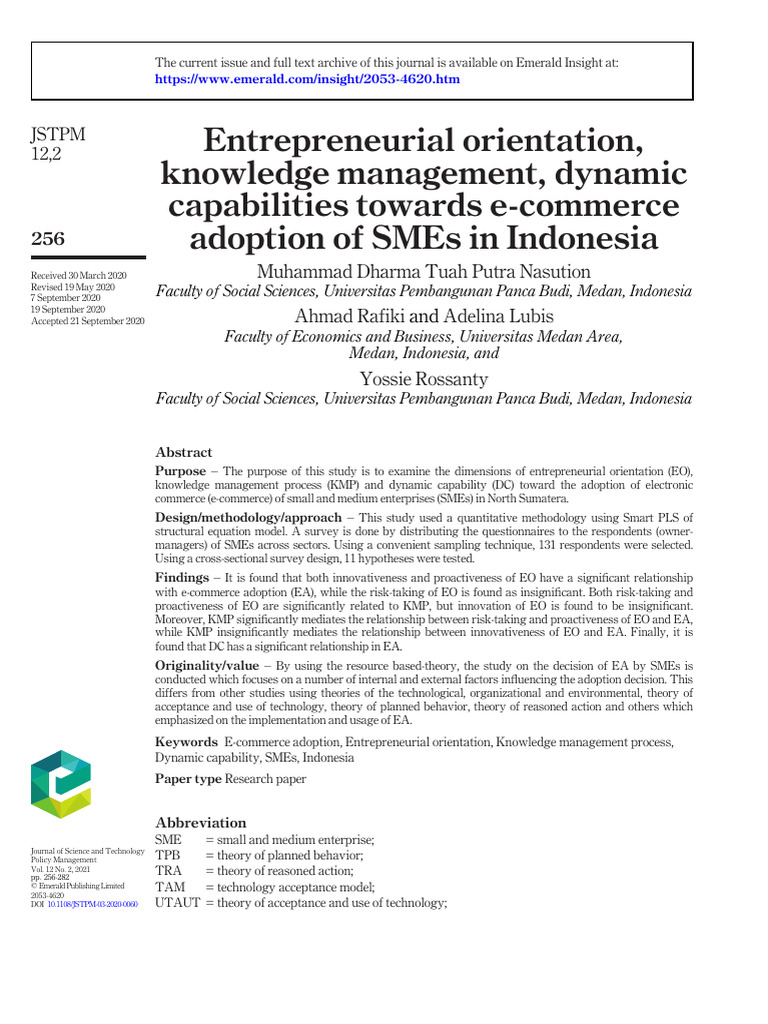 E-Commerce Adoption in Indonesian SMEs | PDF | Validity (Statistics ...