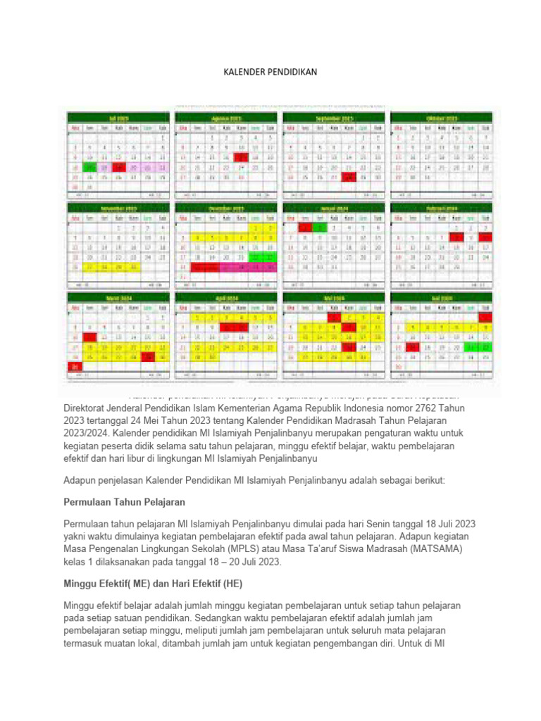 KALENDER PENDIDIKAN | PDF