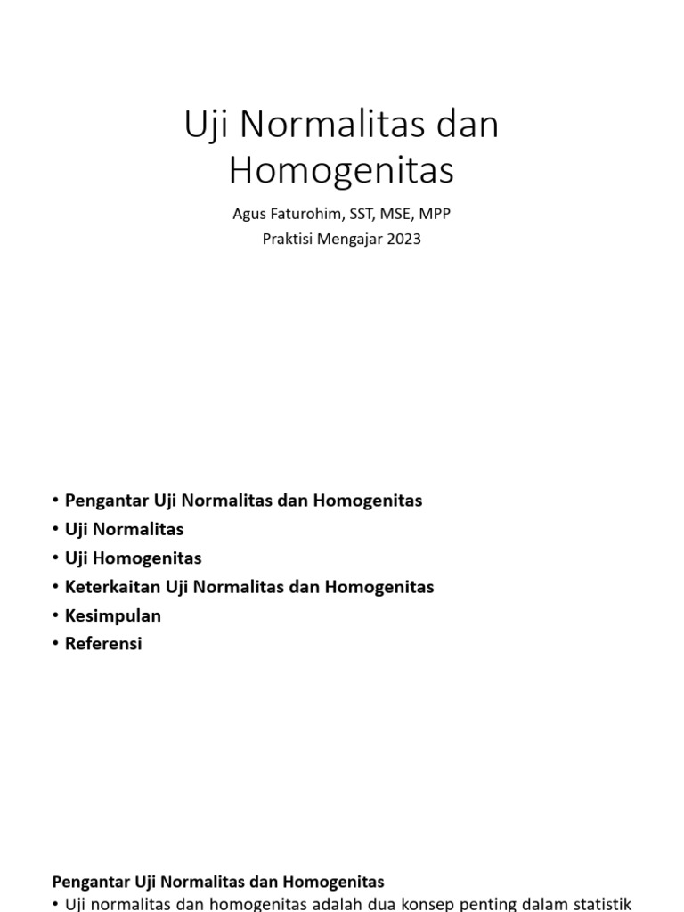 Uji Normalitas Dan Homogenitas | PDF