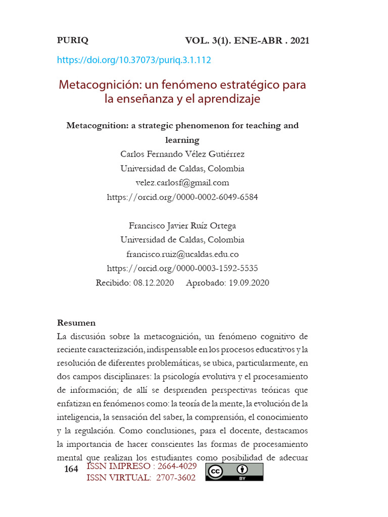 Metacognición en la enseñanza efectiva | PDF | Mente | Teoria de la mente