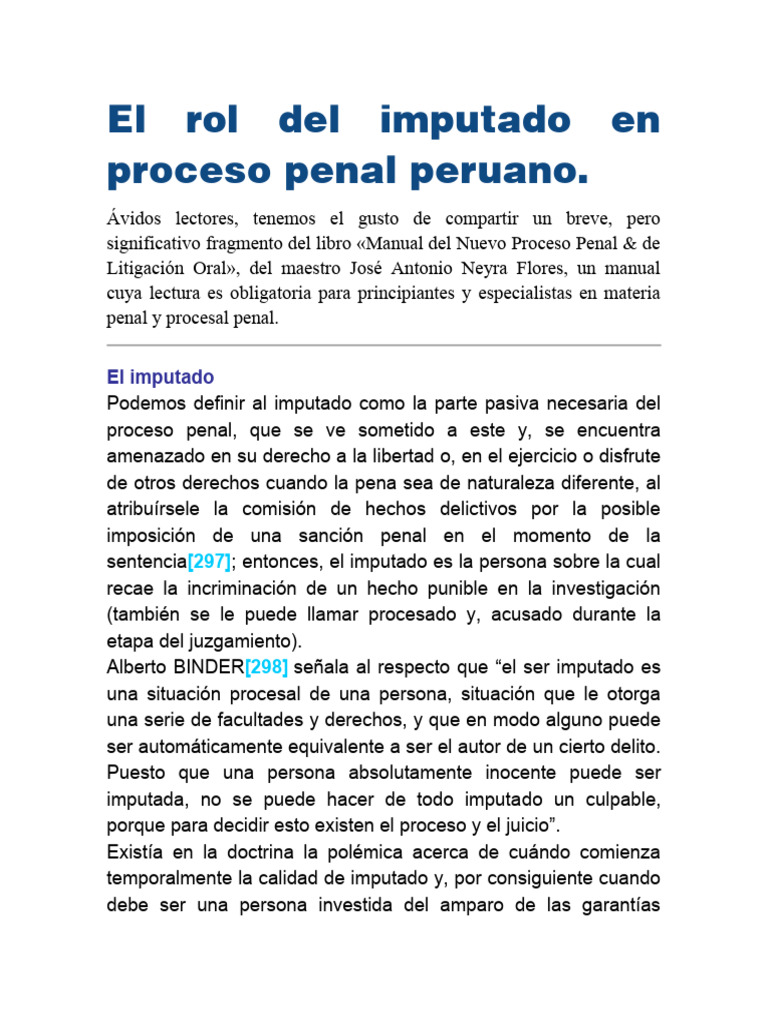 Derechos del Imputado en el Proceso Penal | PDF | Justicia penal ...