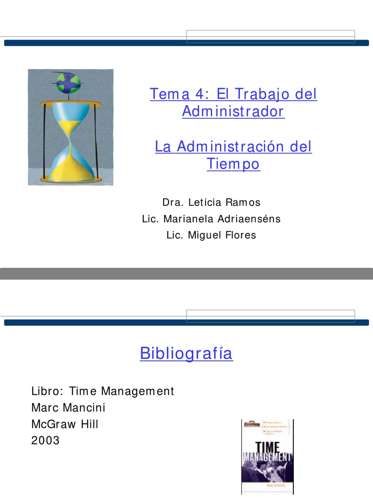 La Administración Del Tiempo | PDF | Planificación | Hora