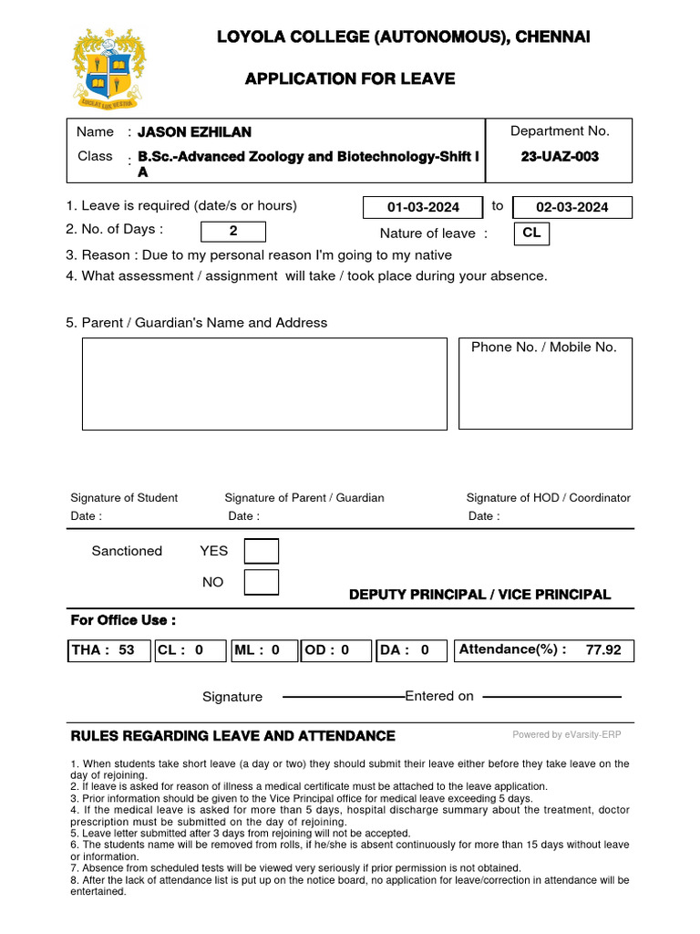 Leave Application Guidelines for Students | PDF | Health Care | Medicine