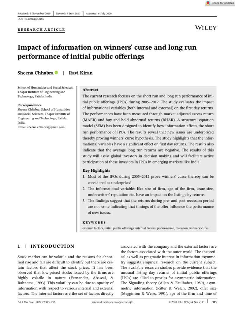 Impact of Information on IPO Performance | PDF | Initial Public ...