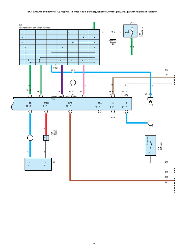 Toyota 1nz Fe Wiring Diagram 1 | PDF | Engines | Engine Technology