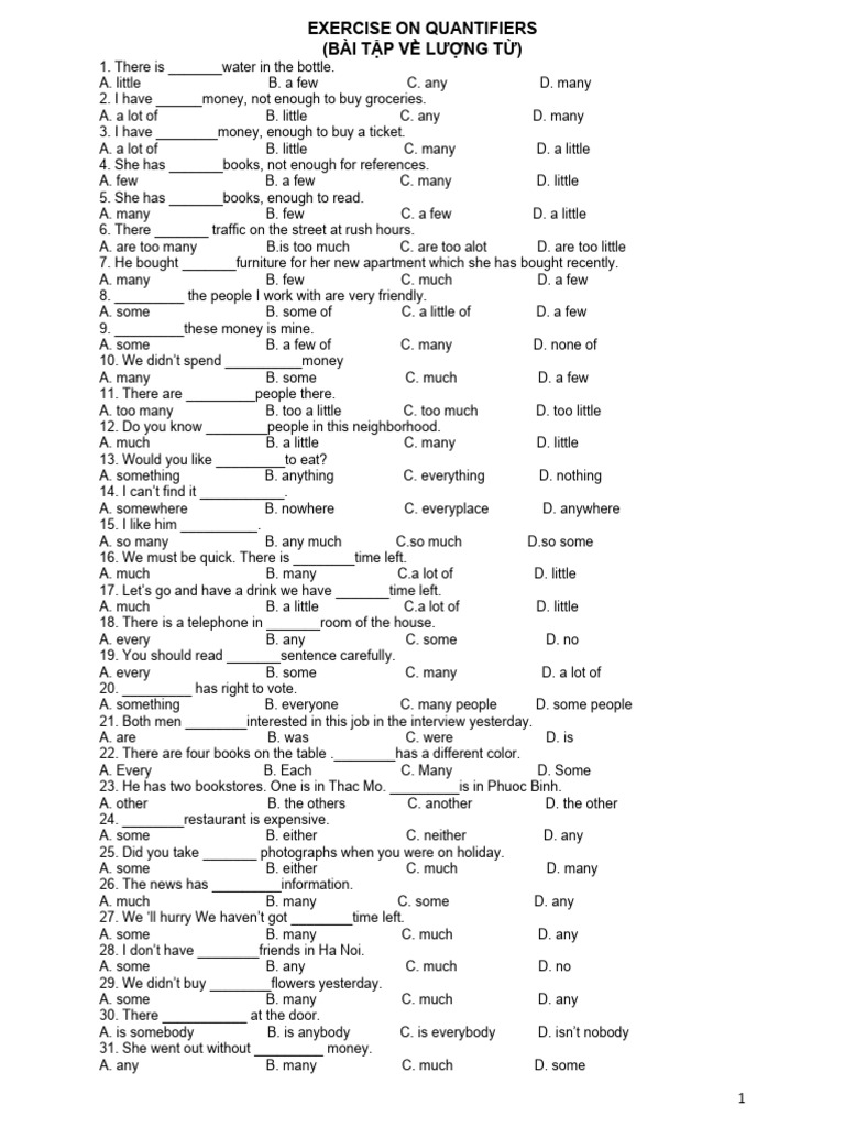 Revise Major 4 - Quantifiers | PDF