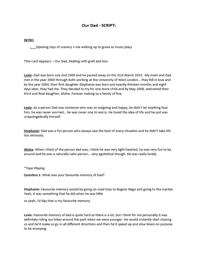 our dad script | PDF