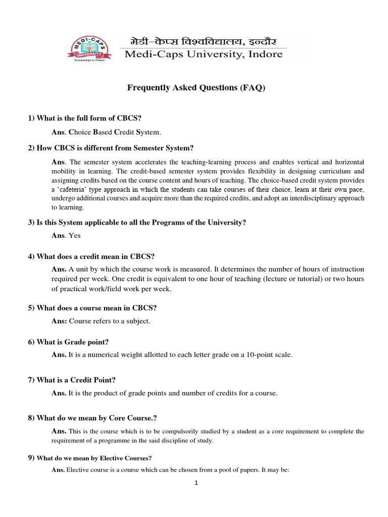 CBCS Overview and Exam Guidelines | PDF | Course Credit | Academic Term