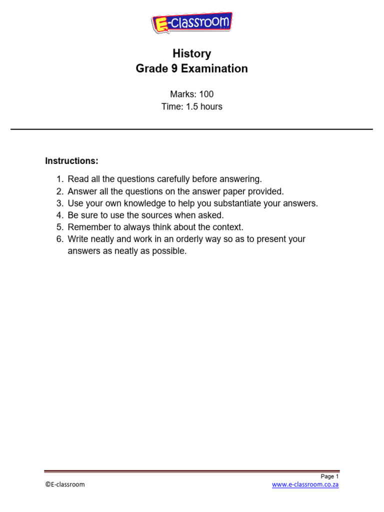Grade 9 History Exam: WWII Focus | PDF | Nazi Germany | Neville Chamberlain