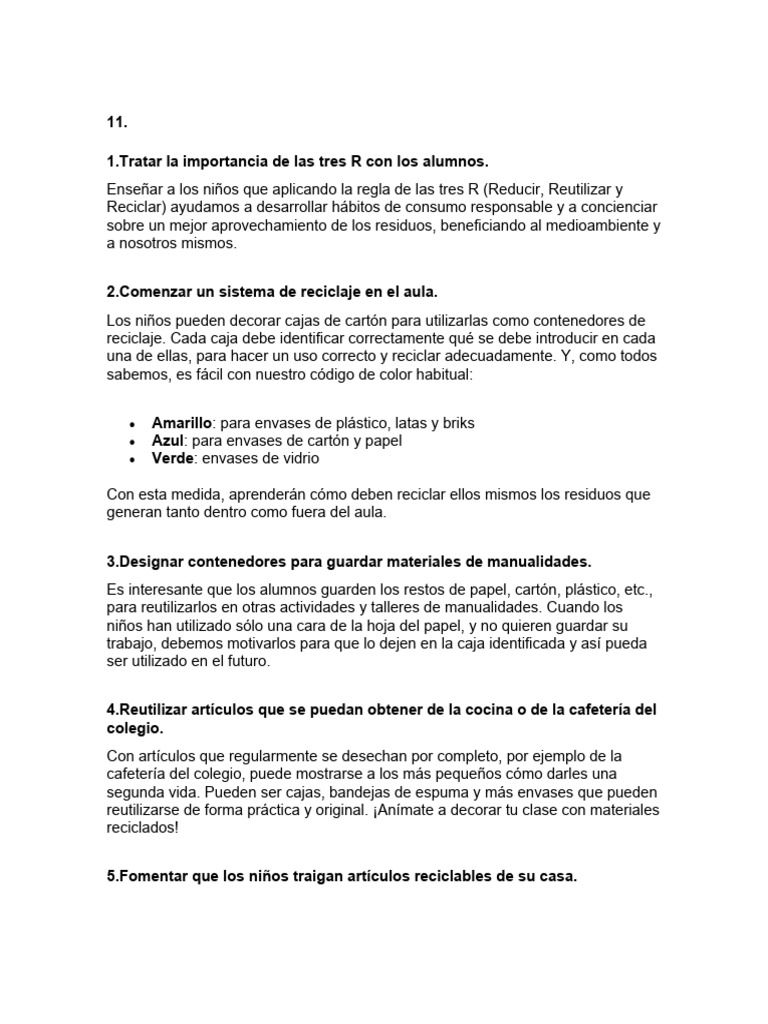 Educación y Prácticas de Reciclaje Escolar | PDF | Reciclaje | Residuos