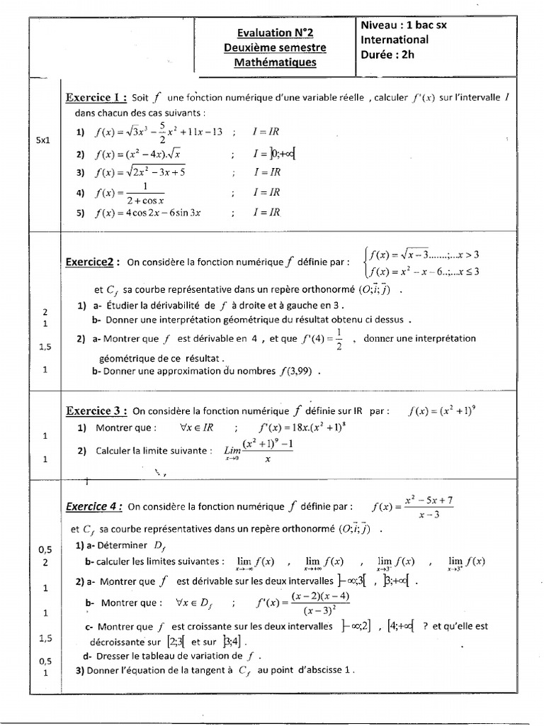 Devoir 2 Modele 2 Mathematiques 1er Bac Sciences Exp Semestre 2 5 | PDF