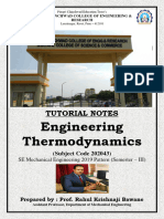 Engineering Thermodynamics: Tutorial Notes