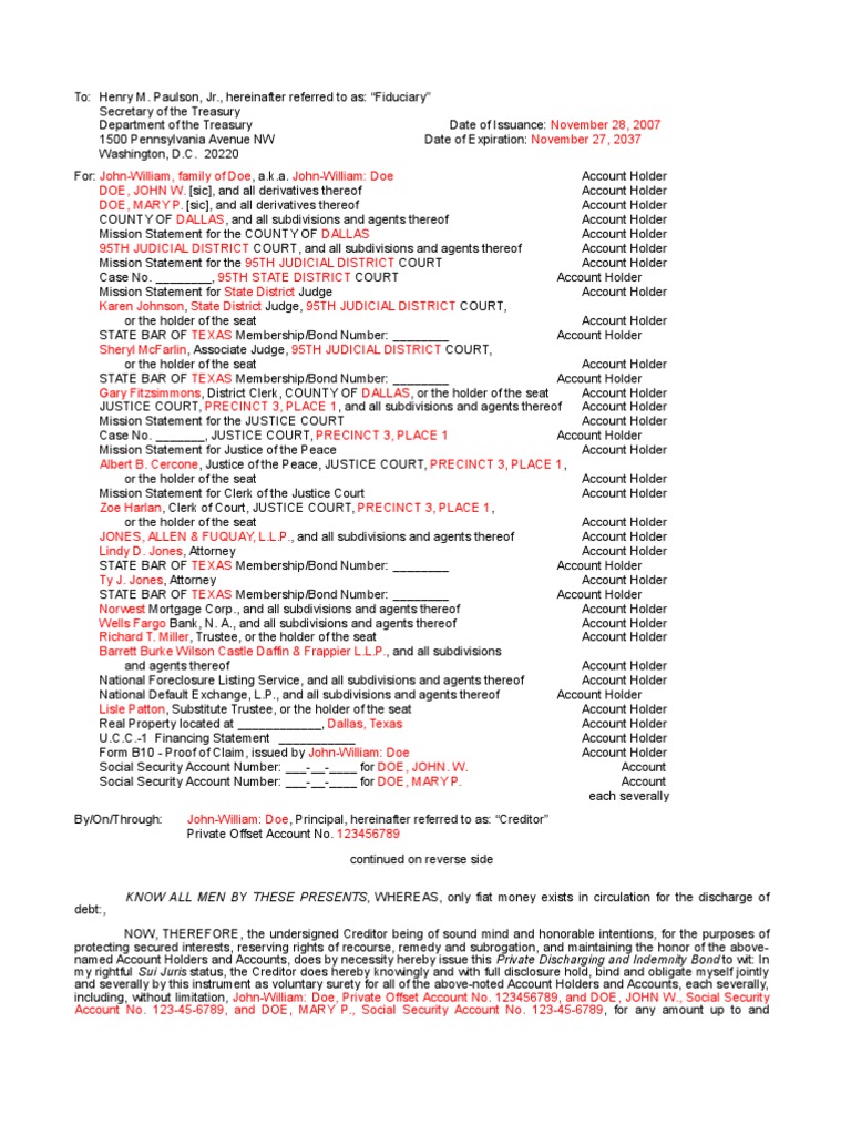 Private Discharging Indemnity Bond Document | PDF | Bonds (Finance ...
