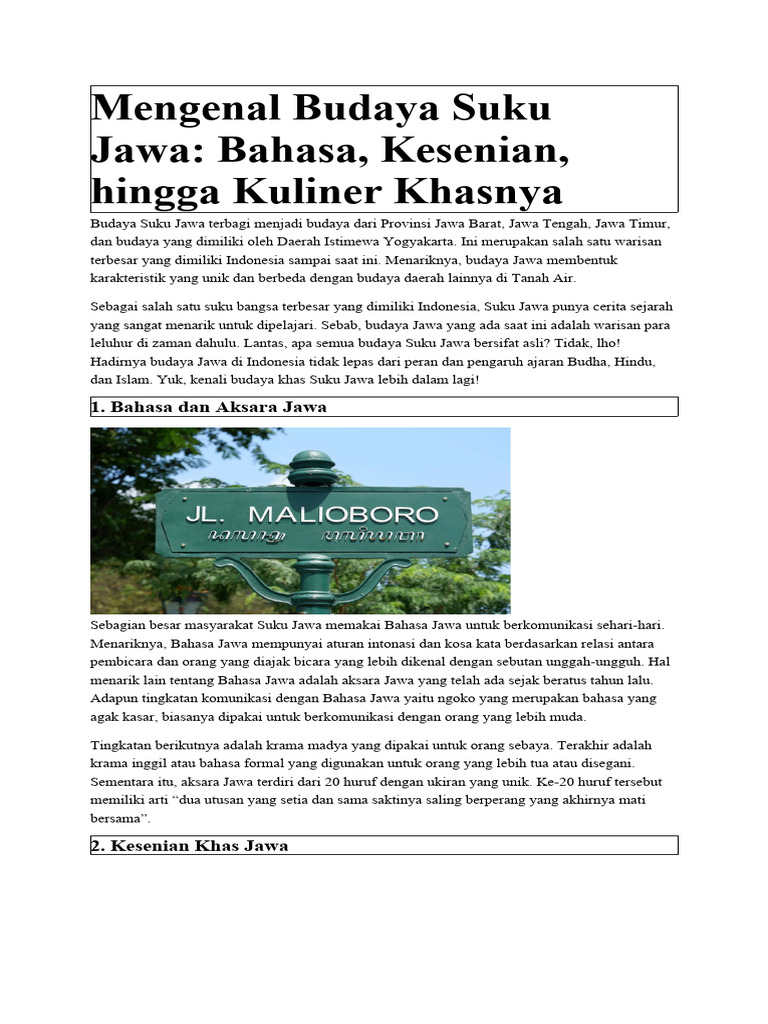 Wiwitane kehidupan sehari-hari masyarakat Jawa