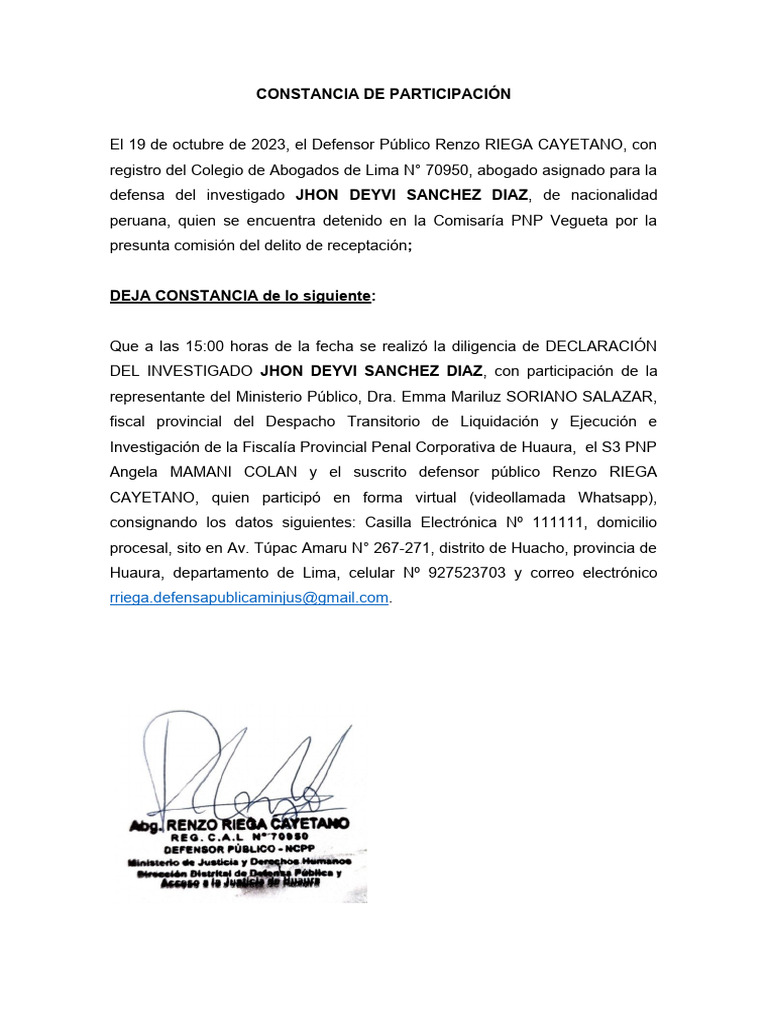 Constancia de Participación | PDF