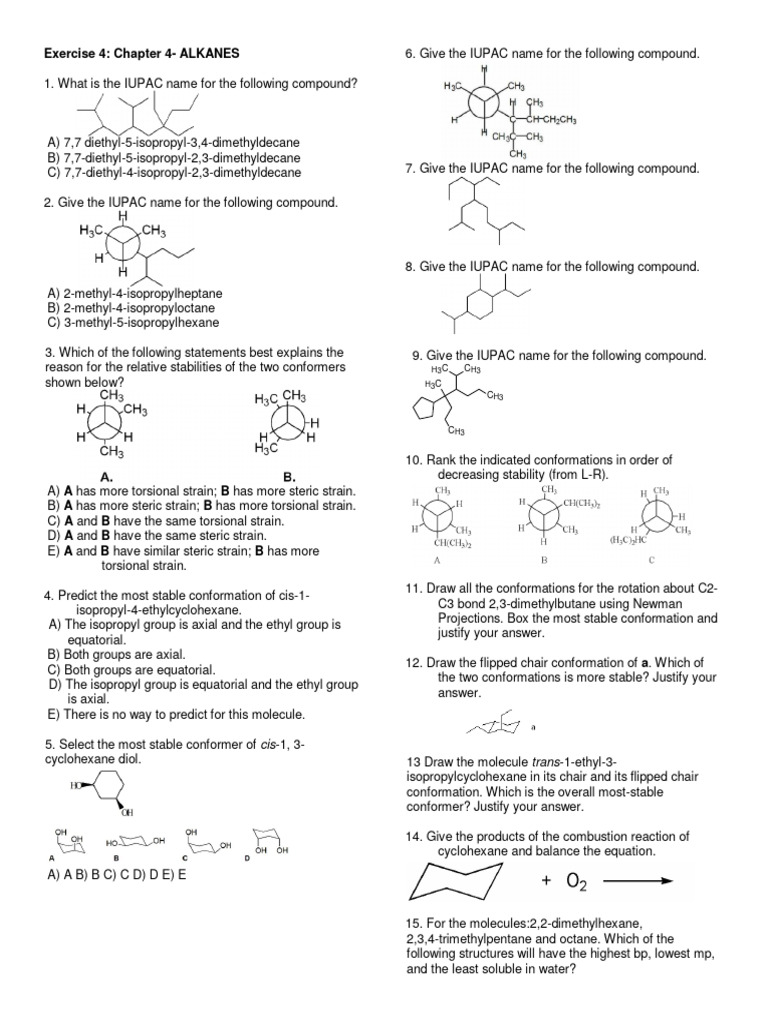 MODULE4EXERCISE4 | PDF | Conformational Isomerism | Organic Chemistry