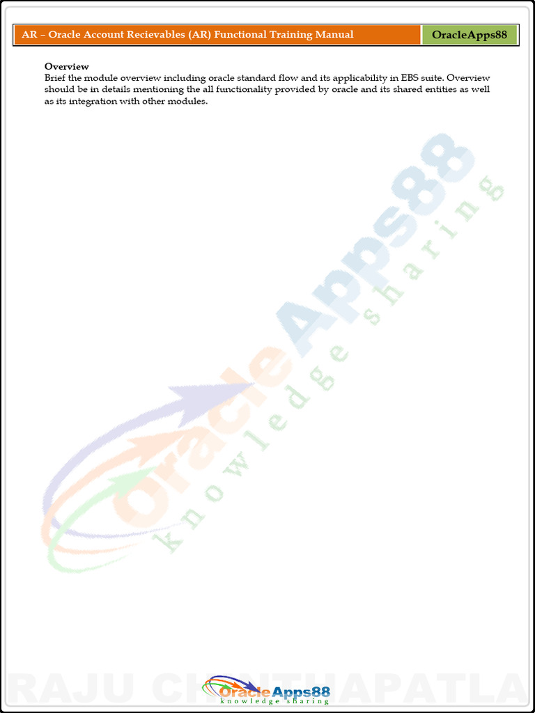 Oracle AR Training Guide | PDF | Invoice | Receipt