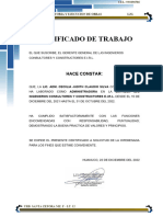 Certificado de Trabajo Constructora Luis