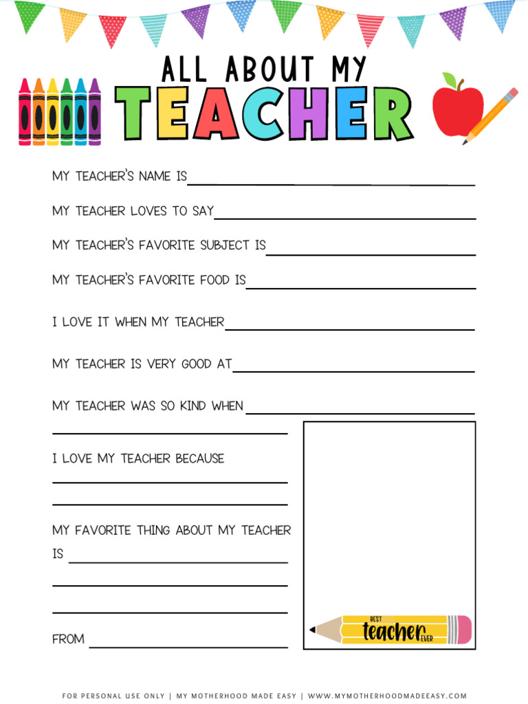 All About My Teacher printables_Part1 | PDF