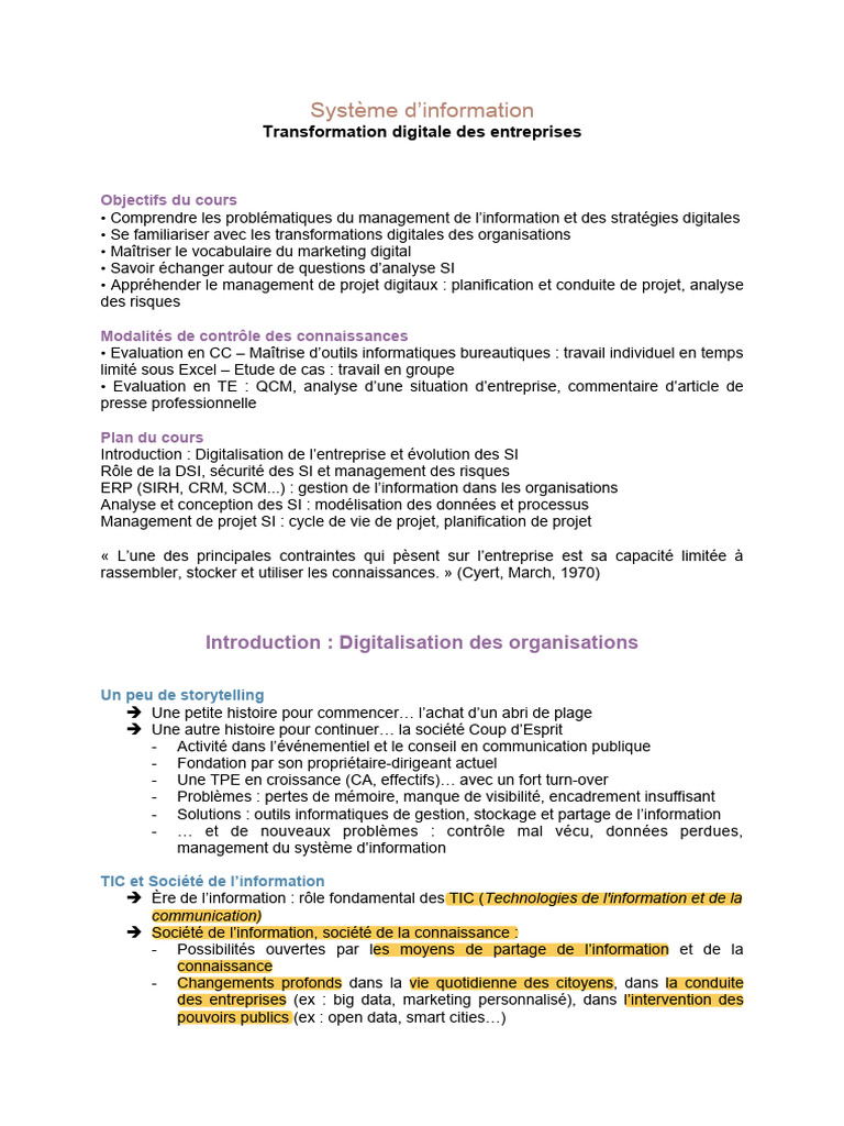Transformation digitale et systèmes d'information | PDF | Progiciel de ...