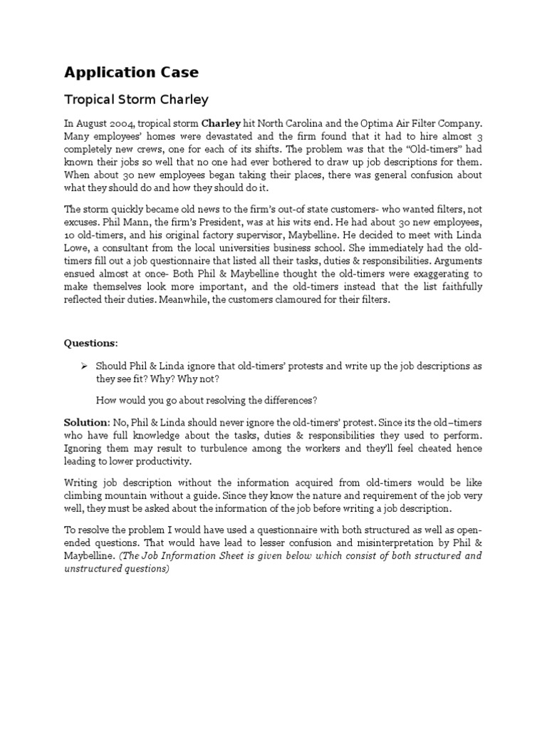 Case Study On Job Analysis PDF Employment Occupational Safety And