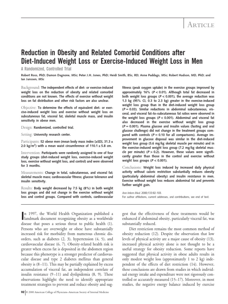 Obesity Exercise Pdf Body Shape Health Care