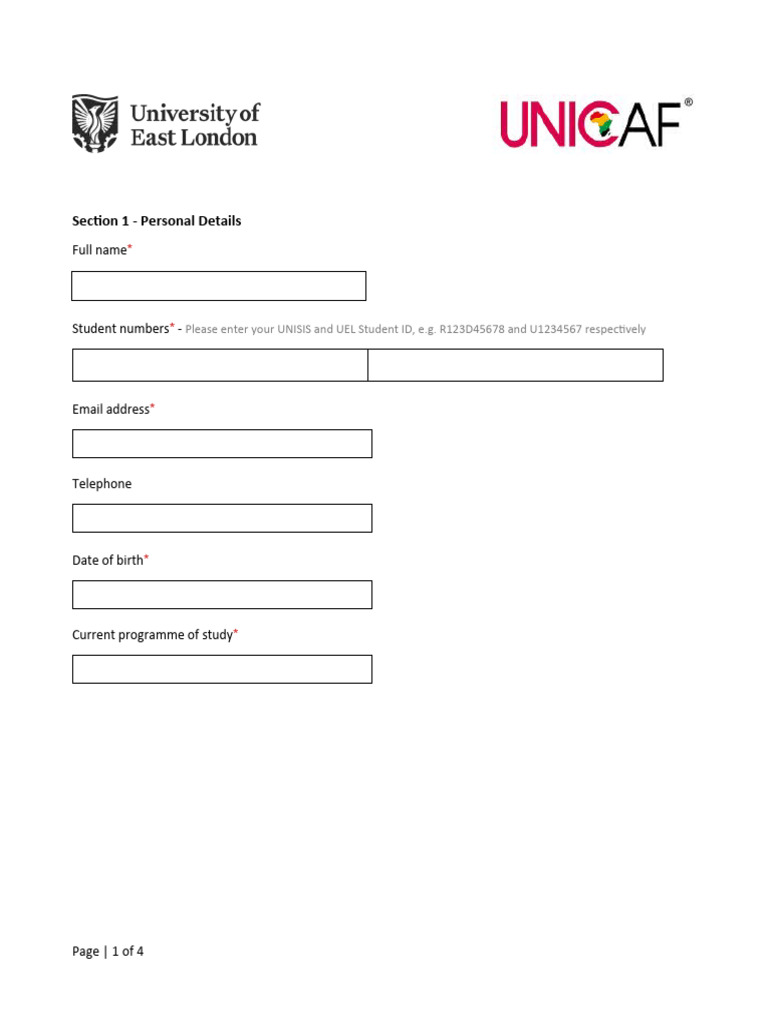 Unicaf - UEL Extenuation Form | PDF