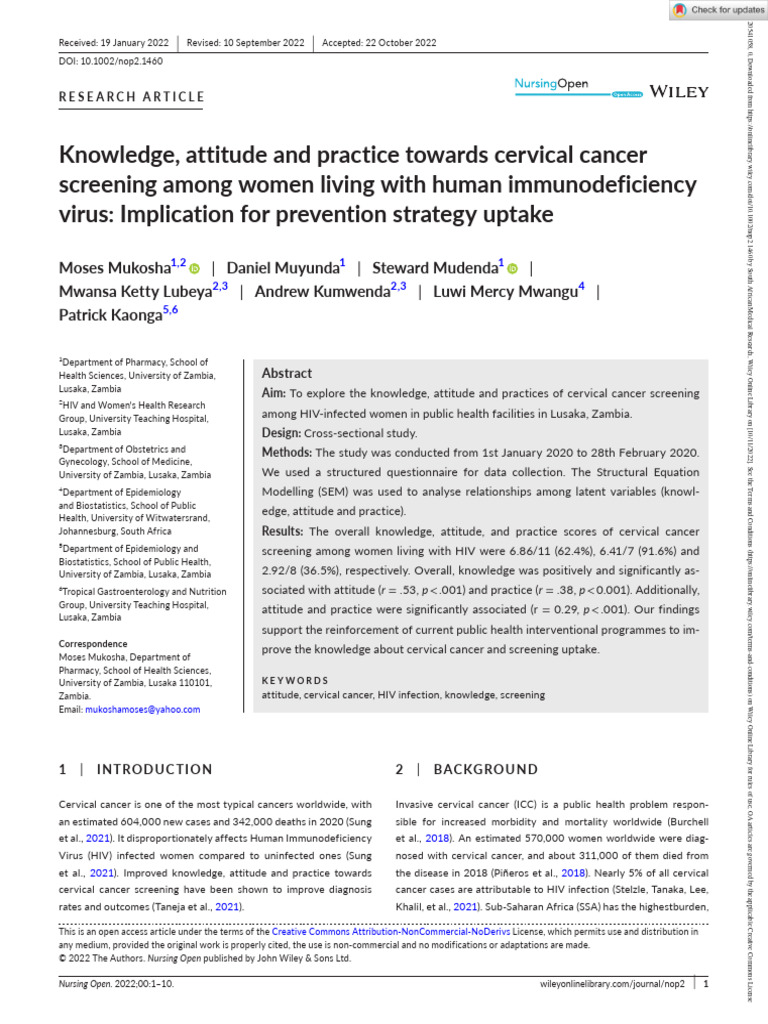 Cervical Cancer Screening in HIV Women | PDF | Cervical Cancer ...