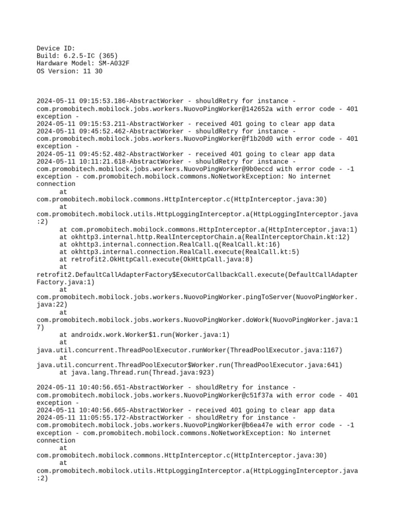 Mobile App Error Log Analysis | PDF | Java (Programming Language ...