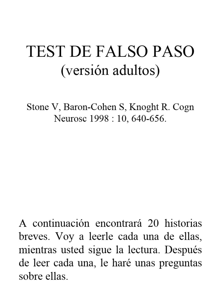 Test de Falso Paso para Adultos | PDF