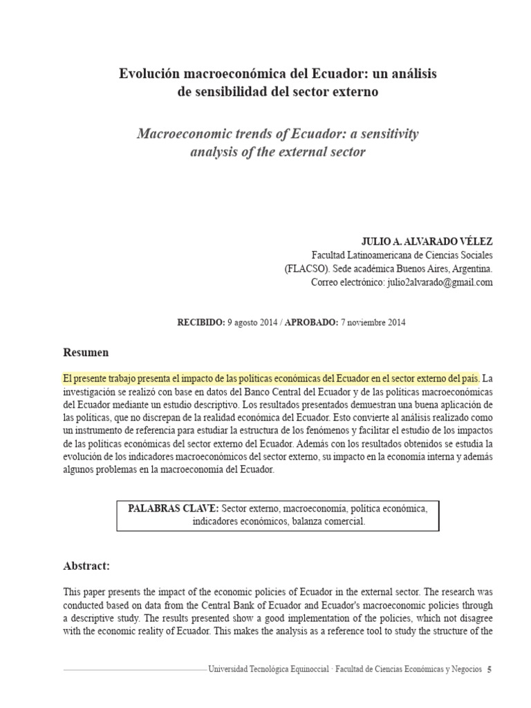 Análisis del Sector Externo en Ecuador | PDF | Ecuador | Balance de pagos