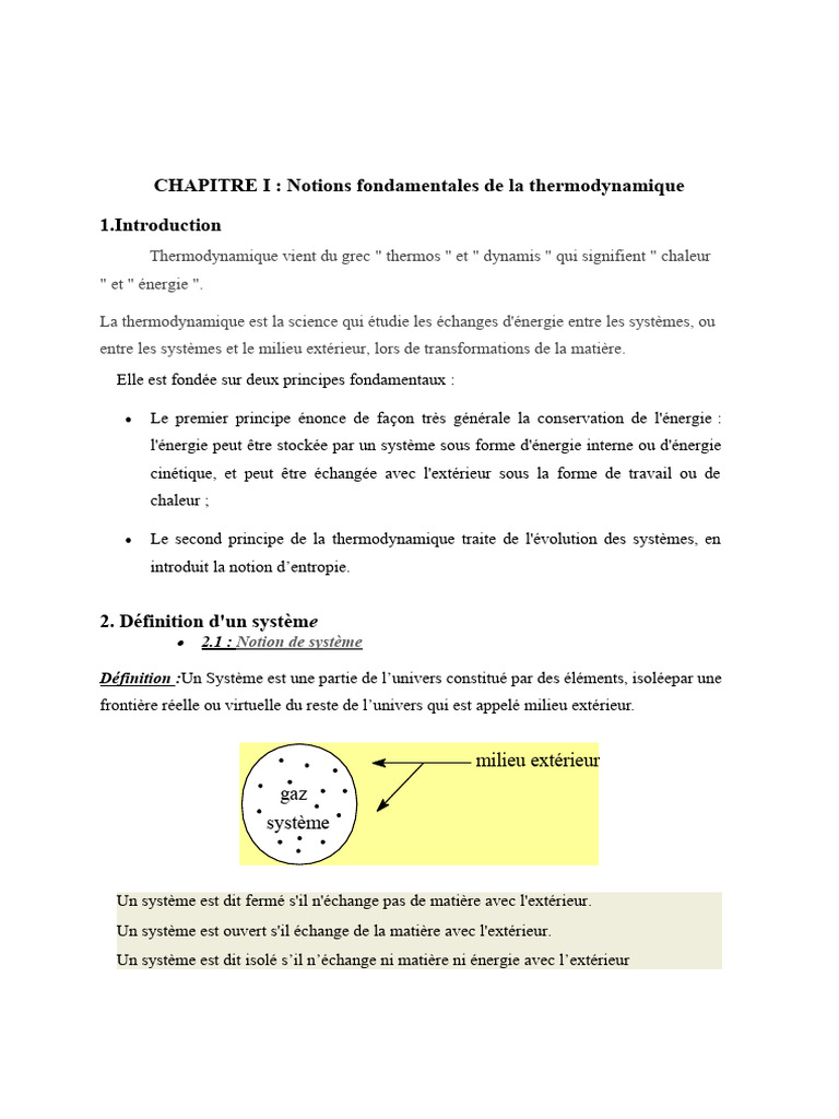 Notions fondamentales de thermodynamique | PDF | Température ...