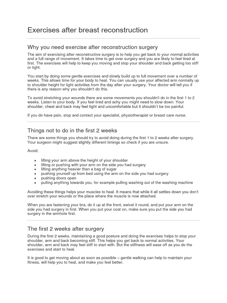Exercises After Breast Reconstruction Download Free PDF Surgery