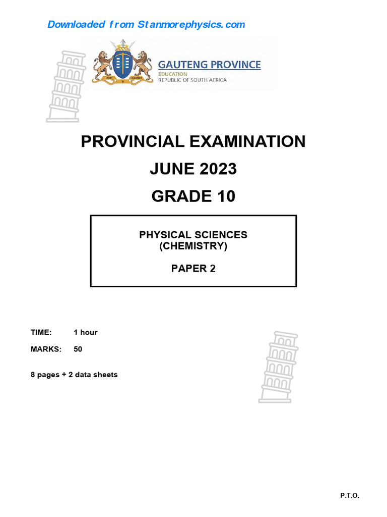 GRADE 10 PHYSICAL SCIENCE EXAMINATION GUIDELINES 2025 visual data 7