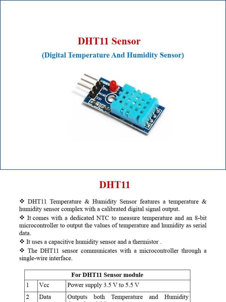 DHT11, PIR, and HC-05 Sensor Overview | PDF | Infrared | Manufactured Goods