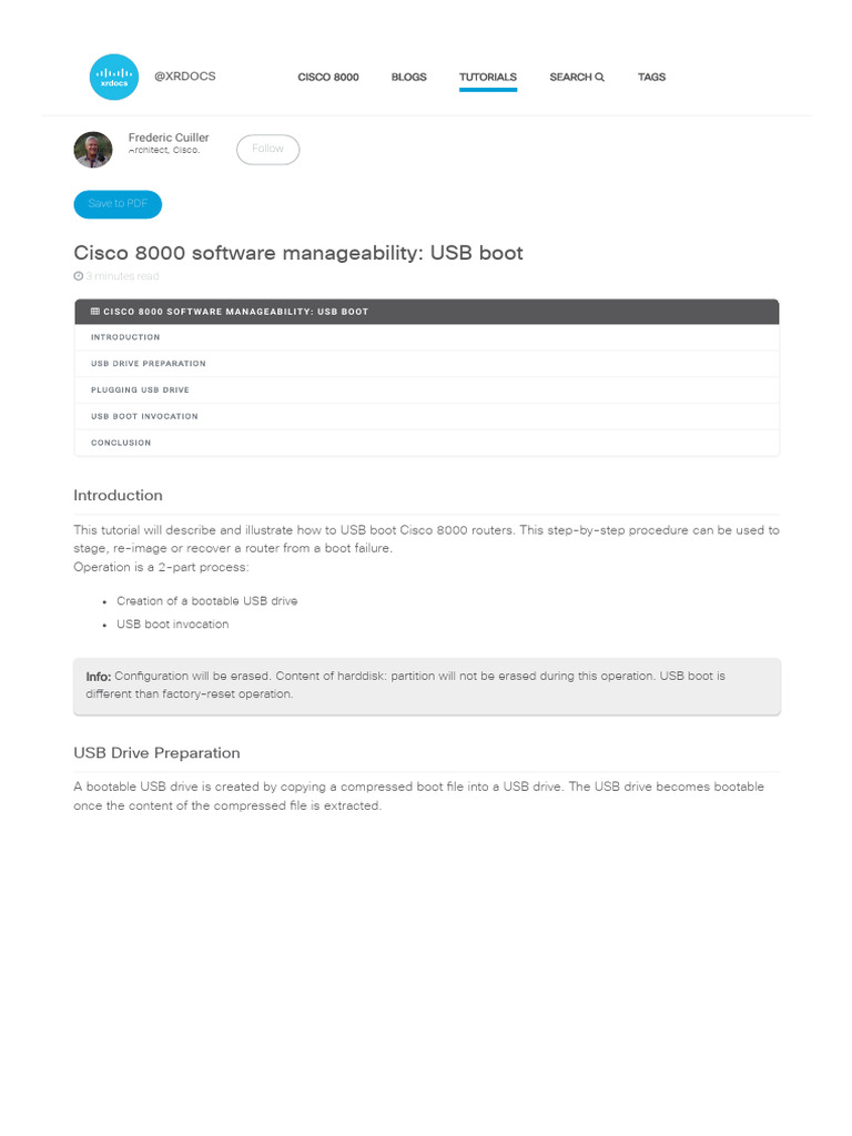 Cisco 8000 USB Boot Guide | PDF | Booting | Usb Flash Drive