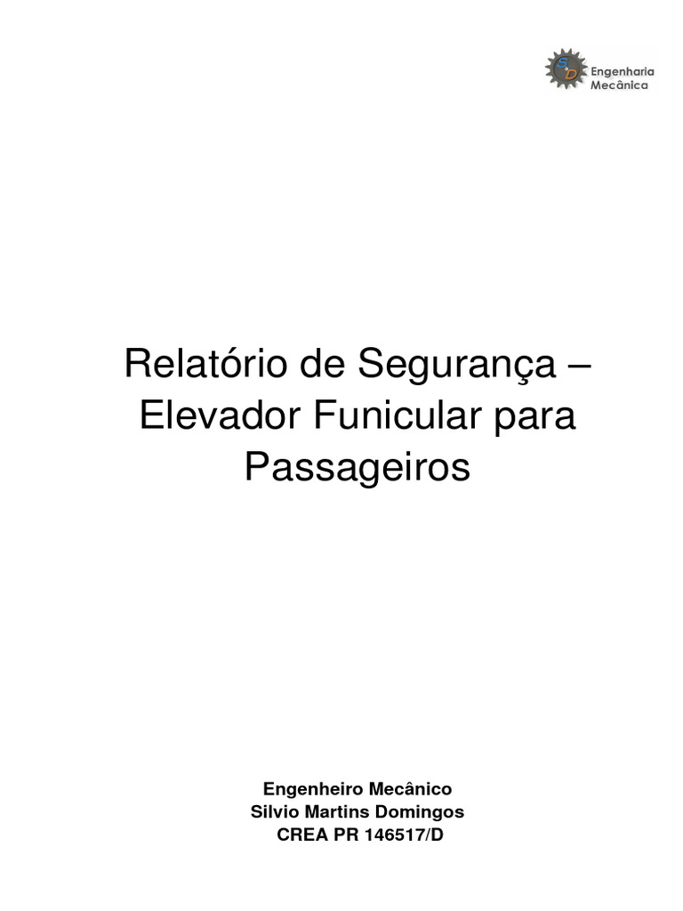 Relatório de Segurança do Elevador Funicular | PDF | Ciências Físicas ...