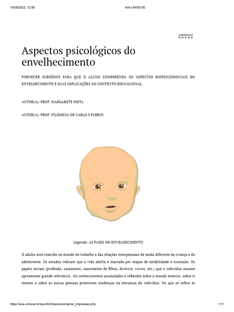 Aspectos Psicológicos do Envelhecimento | PDF | Envelhecimento | Psicologia