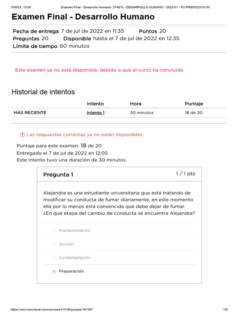 Examen Final: Desarrollo Humano | PDF | Sicología