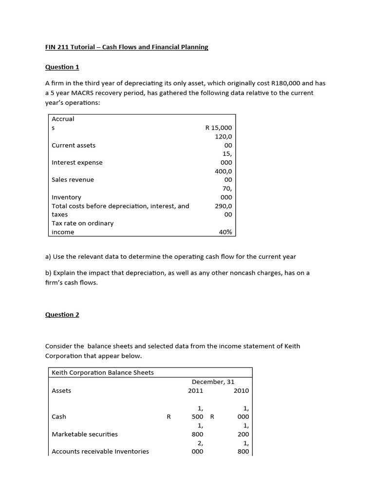 Tutorial 5 - Cash Flows | PDF | Depreciation | Balance Sheet