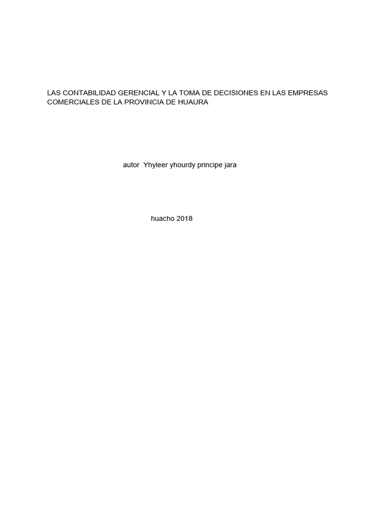 Contabilidad Gerencial y Decisiones en Huaura | PDF | Toma de ...