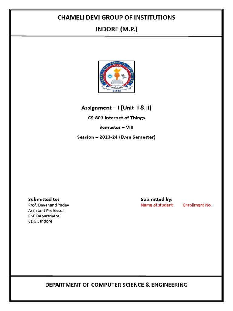 CS-801 IoT Assignment Overview | PDF | Internet Of Things | Information ...