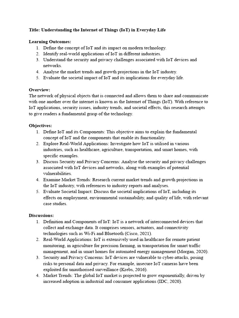 Understanding The Internet of Things (IoT) in Everyday Life | PDF ...
