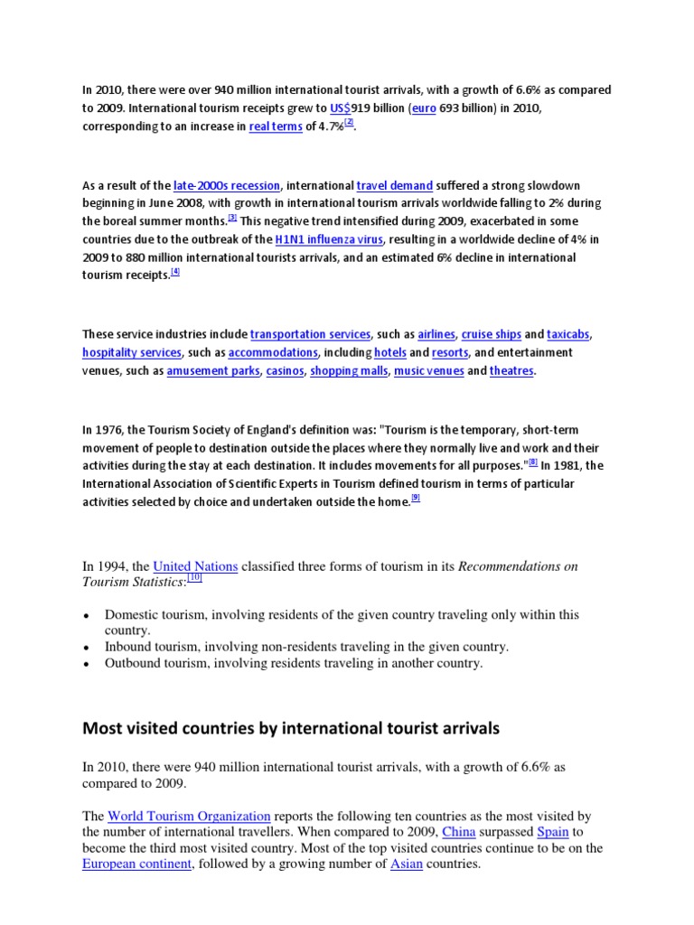2010 International Tourism Trends | PDF | Tourism | Sustainability