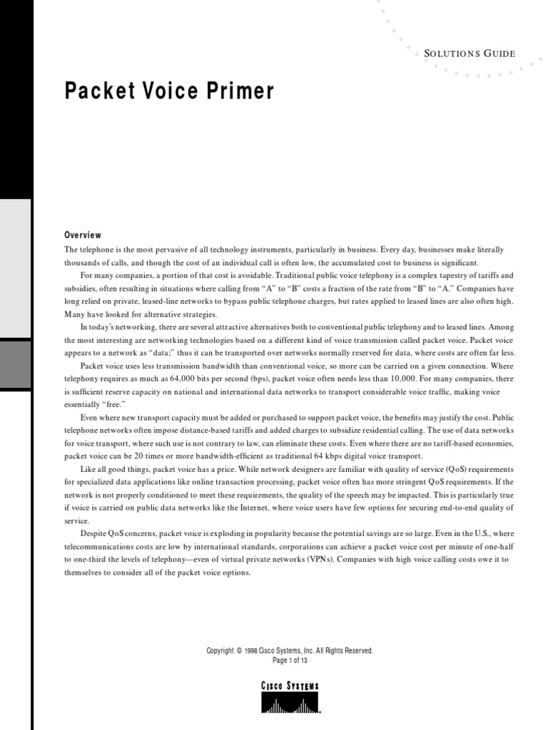 CISCO Voice Technology Primer | PDF | Computer Network | Voice Over Ip