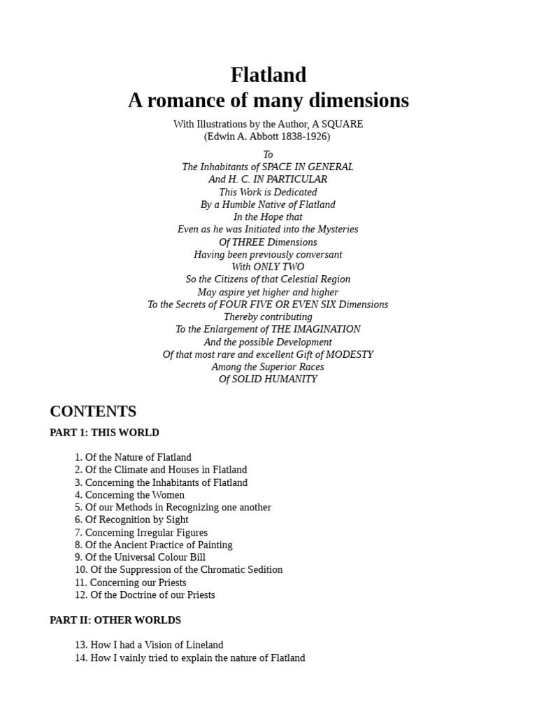 Exploring Dimensions in Flatland | PDF | Flatland