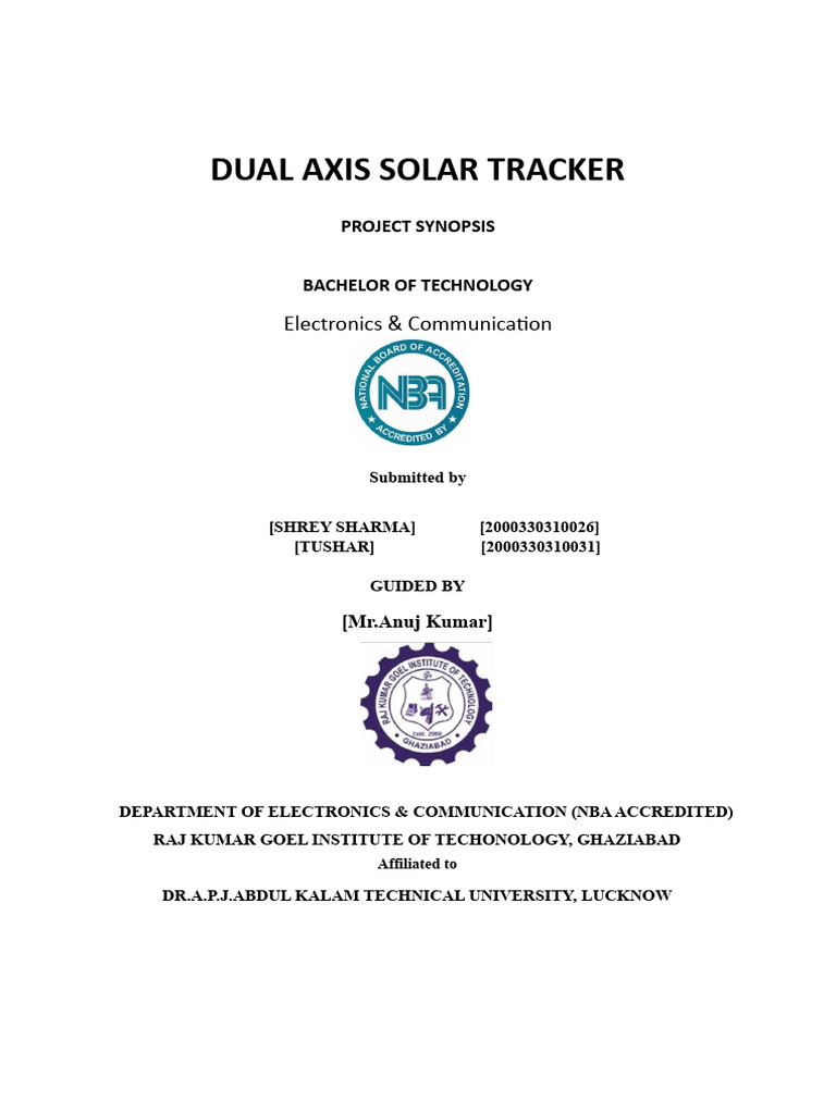 Dual-Axis Solar Tracker System Design | PDF | Technology & Engineering