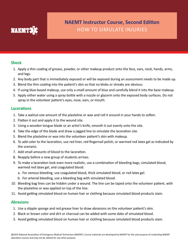 How To Simulate Injuries 2nd Pass | PDF | Bleeding | Wound